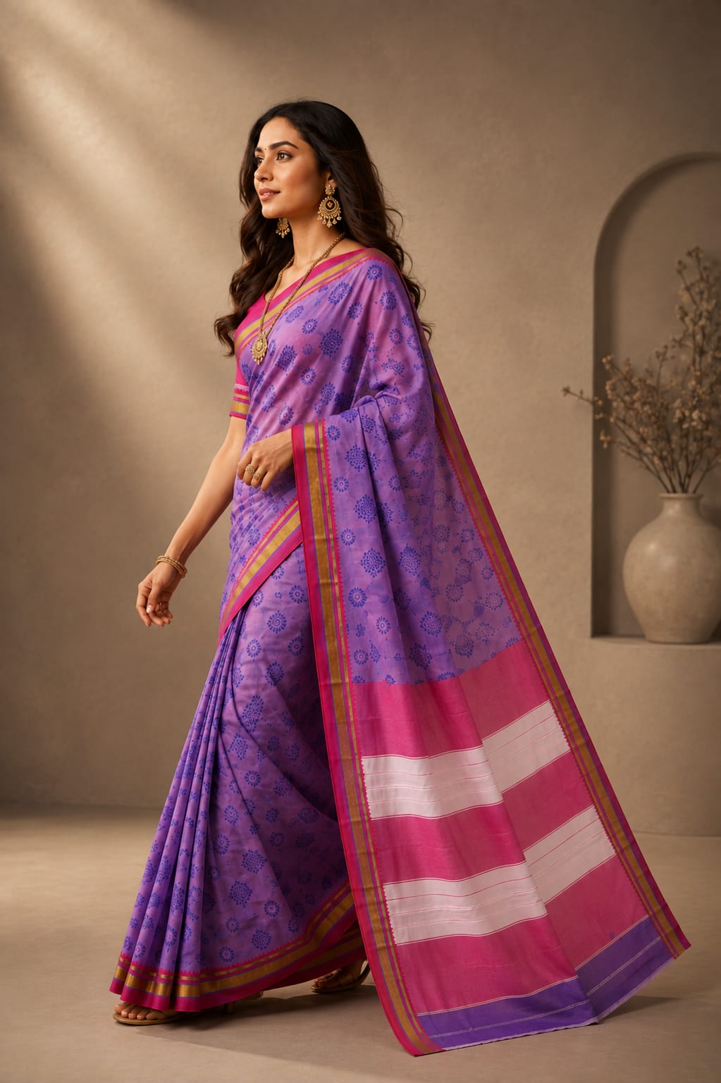 Traditional Printed Elagance Handloom Ilkal Saree — Cotton-Silk Ilkal saree