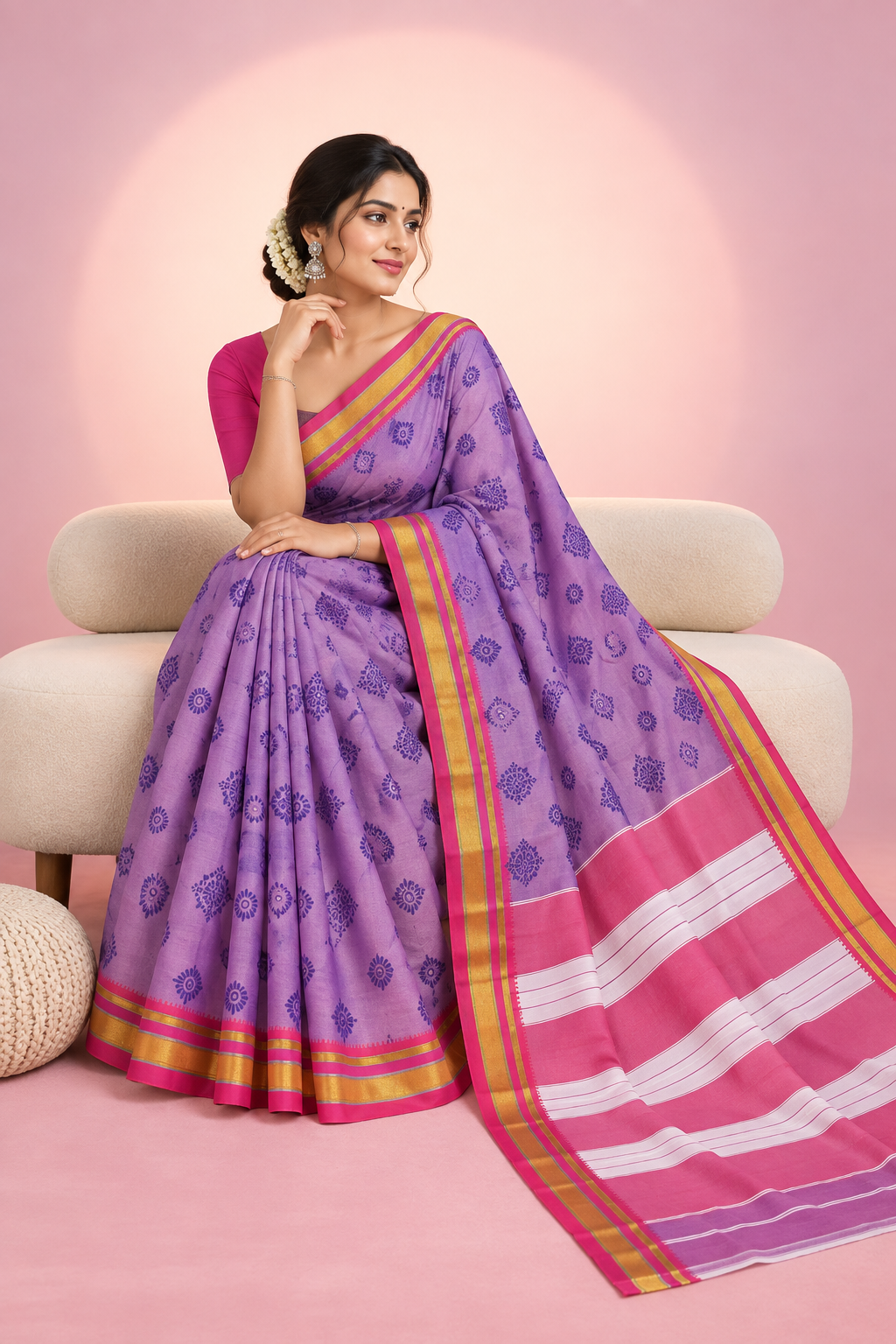 Printed Blue Traditional Elegance Ilkal Saree — Silk Tissue Ilkal saree