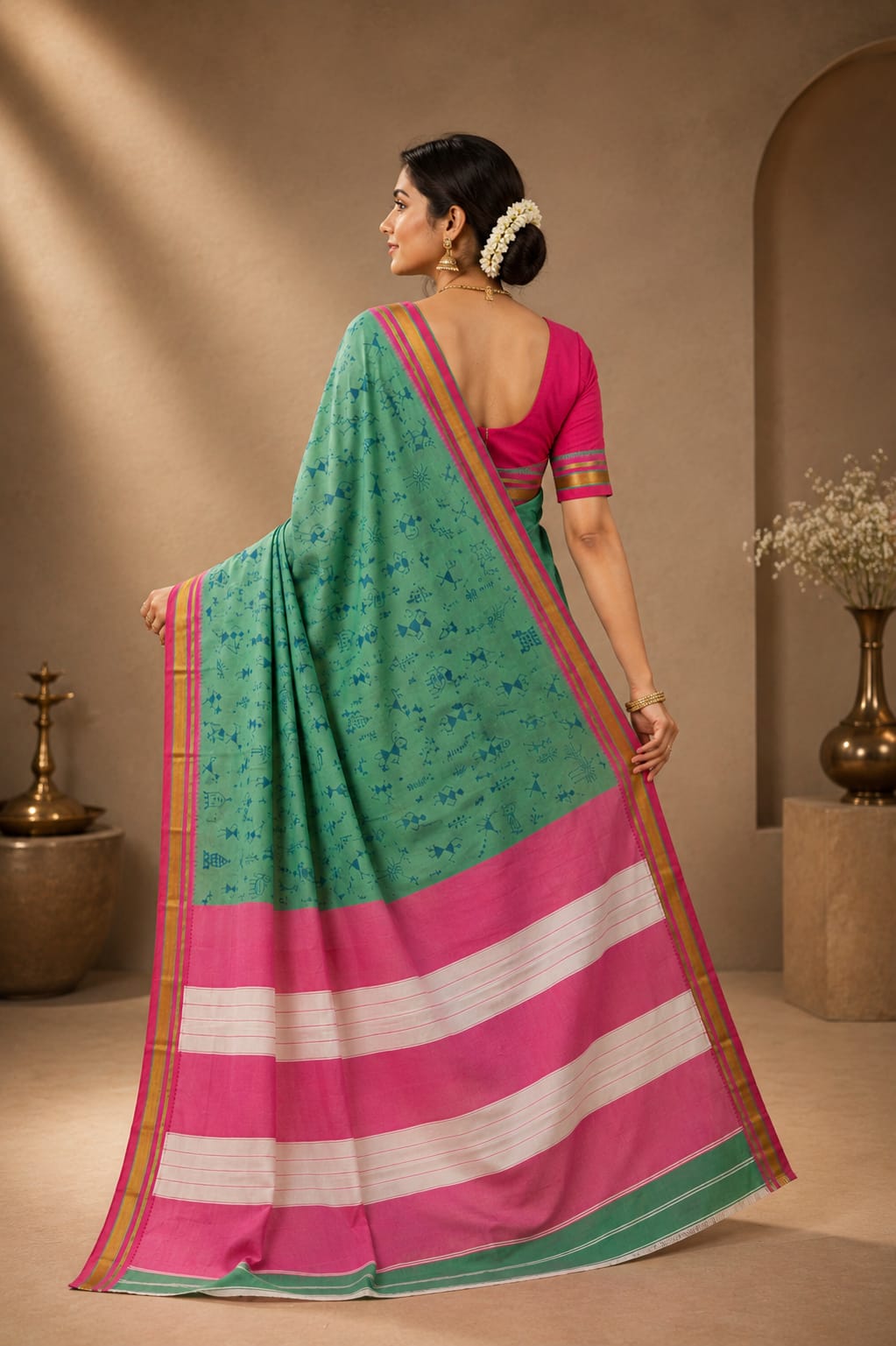 Printed Peacock Traditional  Ilkal Saree — Cotton-Silk Ilkal saree